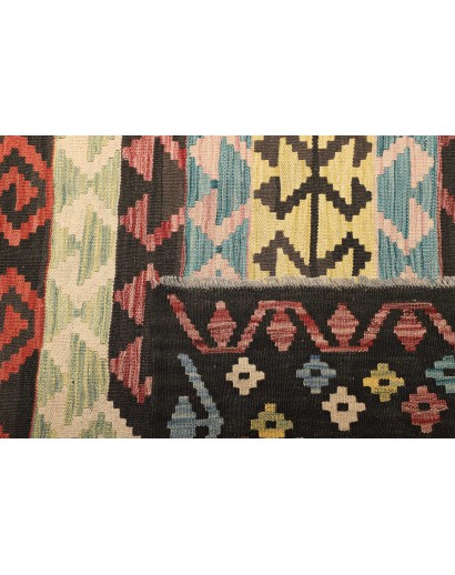 Tappeto Kilim Afghanistan verde marrone 202x305