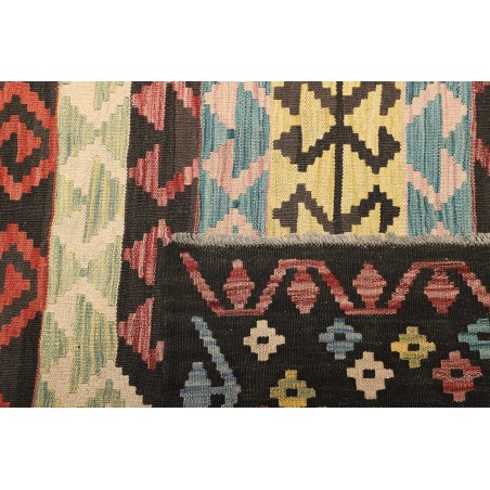 Tappeto Kilim Afghanistan verde marrone 202x305