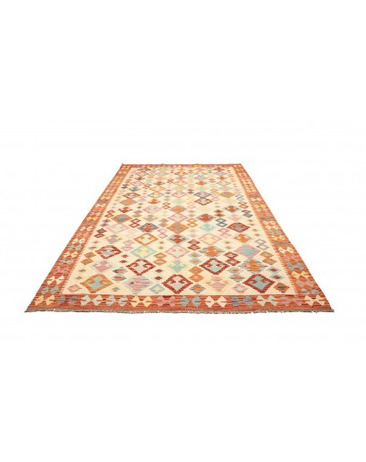 Tappeto Kilim Afghanistan bianco arancione 204x296