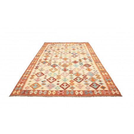Tappeto Kilim Afghanistan bianco arancione 204x296
