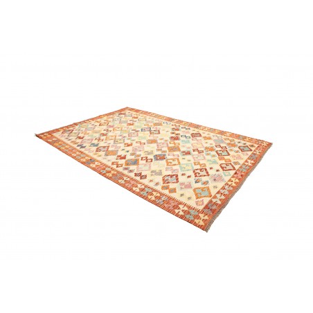Tappeto Kilim Afghanistan bianco arancione 204x296