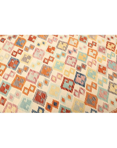 Tappeto Kilim Afghanistan bianco arancione 204x296