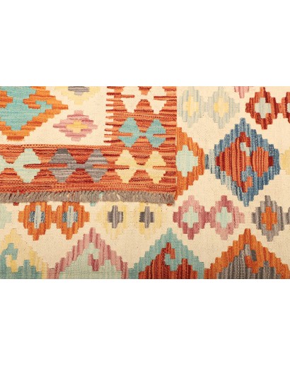Tappeto Kilim Afghanistan bianco arancione 204x296