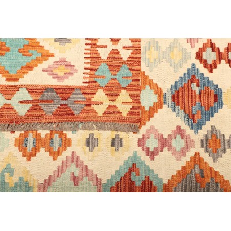 Tappeto Kilim Afghanistan bianco arancione 204x296