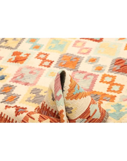 Tappeto Kilim Afghanistan bianco arancione 204x296