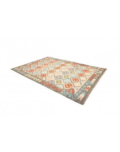 Tappeto Kilim Afghanistan bianco rosso 208x299