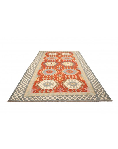 Tappeto Kilim Afghanistan marrone rosso 206x308