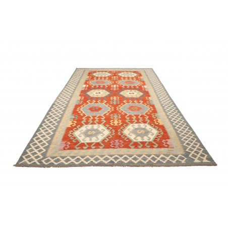Tappeto Kilim Afghanistan marrone rosso 206x308