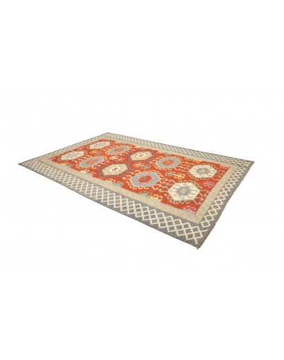 Tappeto Kilim Afghanistan marrone rosso 206x308