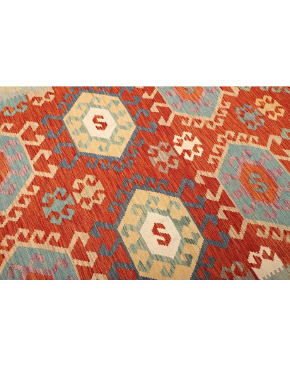 Tappeto Kilim Afghanistan marrone rosso 206x308