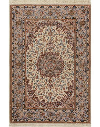 Tappeto Isfahan Persia bianco grigio 135x196
