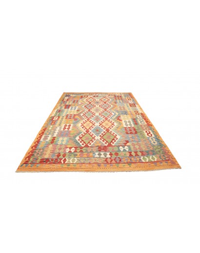 Tappeto Kilim Afghanistan marrone azzurro 200x292