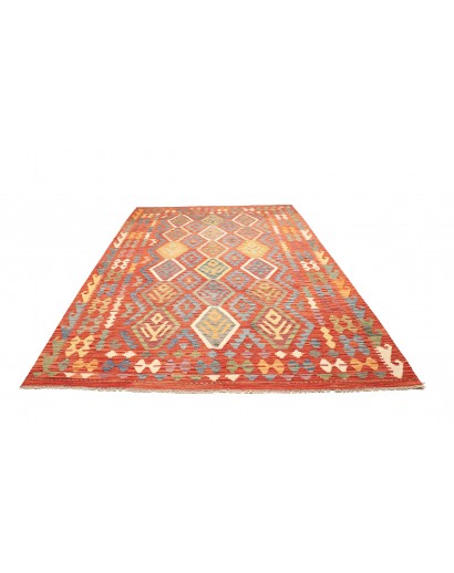 Tappeto Kilim Afghanistan arancione azzurro 205x293
