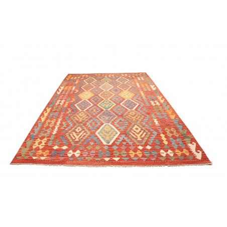 Tappeto Kilim Afghanistan arancione azzurro 205x293