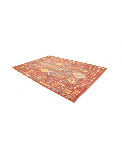 Tappeto Kilim Afghanistan arancione azzurro 205x293