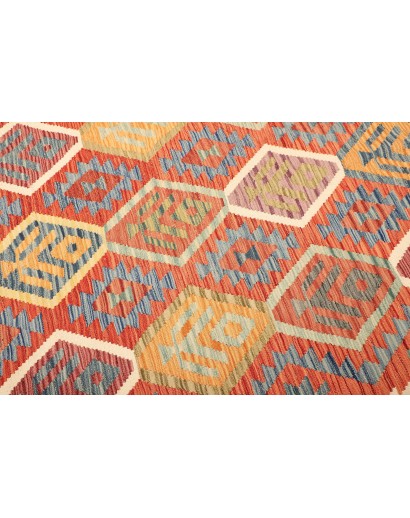 Tappeto Kilim Afghanistan arancione azzurro 205x293