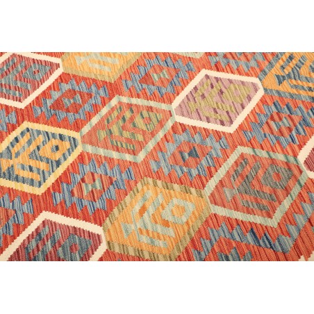Tappeto Kilim Afghanistan arancione azzurro 205x293