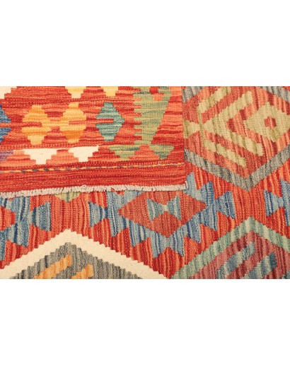 Tappeto Kilim Afghanistan arancione azzurro 205x293