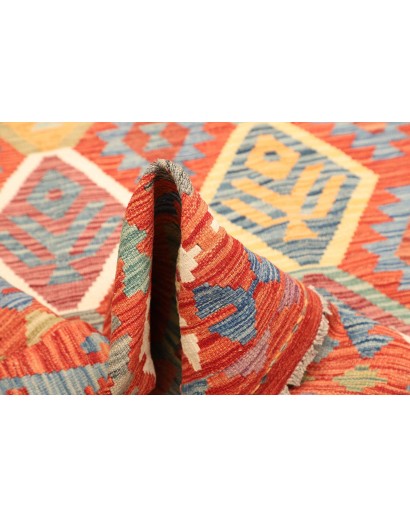 Tappeto Kilim Afghanistan arancione azzurro 205x293