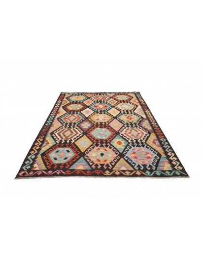 Tappeto Kilim Afghanistan marrone grigio 169x247