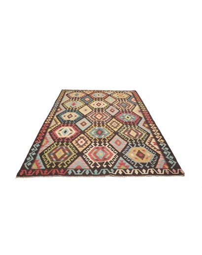 Tappeto Kilim Afghanistan marrone verde 174x238