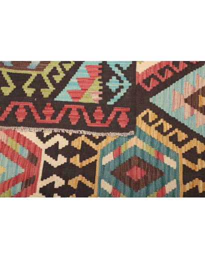 Tappeto Kilim Afghanistan marrone verde 174x238