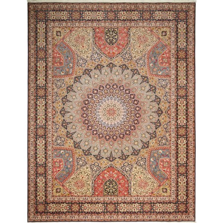 Tappeto Tabriz 50 Raj Persia marrone giallo 302x397