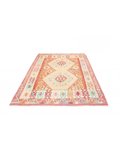 Tappeto Kilim Afghanistan bianco arancione 158x215