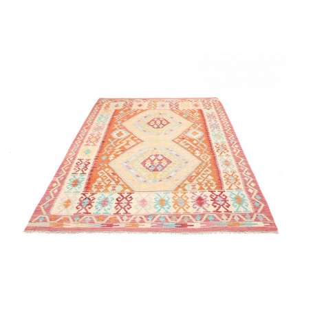 Tappeto Kilim Afghanistan bianco arancione 158x215