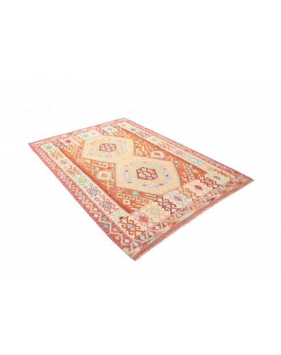 Tappeto Kilim Afghanistan bianco arancione 158x215