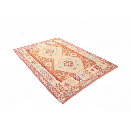 Tappeto Kilim Afghanistan bianco arancione 158x215