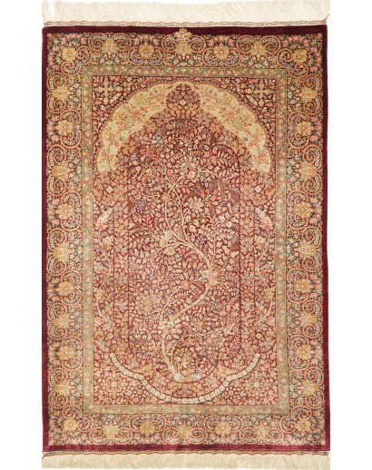 Tappeto Ghom seta Persia marrone 83x123