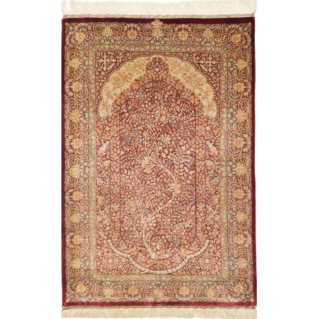 Tappeto Ghom seta Persia marrone 83x123