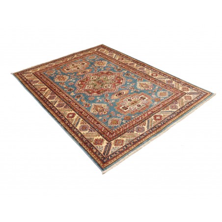 Tappeto Kazak Fine Pakistan azzurro arancione 153x208