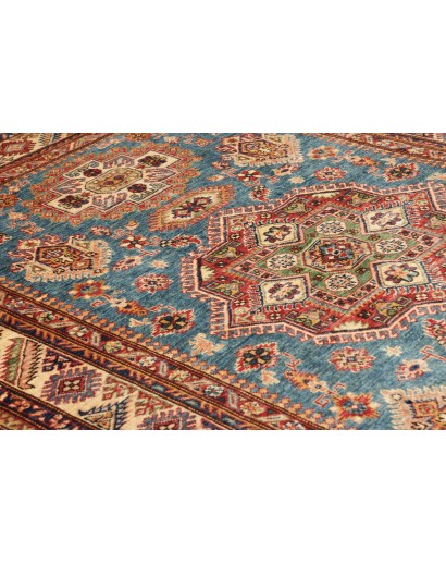 Tappeto Kazak Fine Pakistan azzurro arancione 153x208