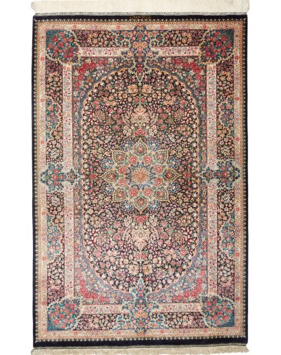 Tappeto Ghom seta Persia marrone grigio 101x154