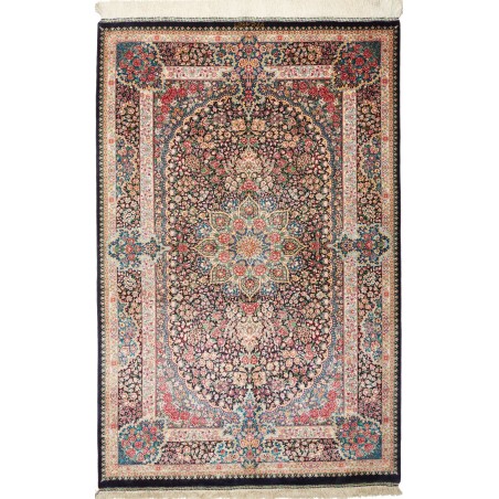Tappeto Ghom seta Persia marrone grigio 101x154