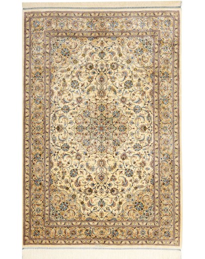 Tappeto Ghom seta Persia marrone verde 100x148