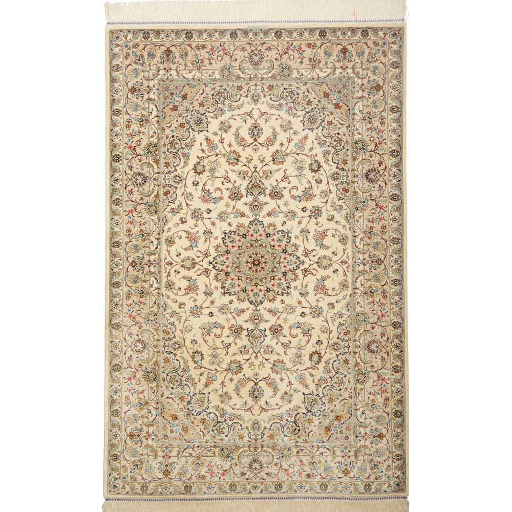 Tappeto Ghom seta Persia marrone verde 100x154