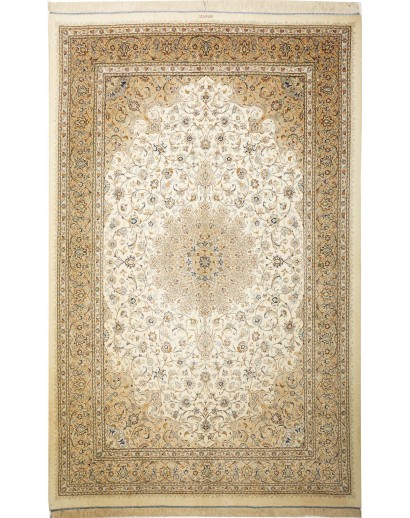 Tappeto Ghom seta Persia giallo 158x247