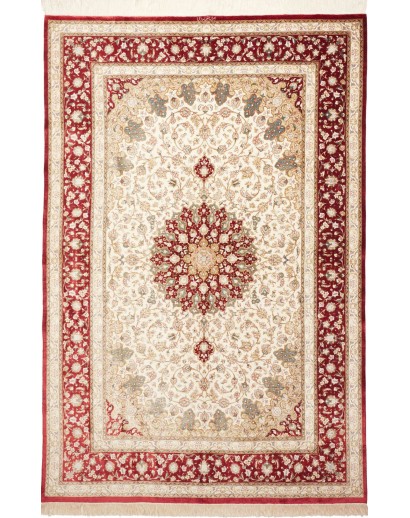 Tappeto Ghom seta Persia giallo marrone 154x233