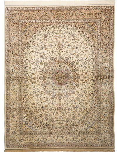 Tappeto Ghom seta Persia marrone verde 194x250