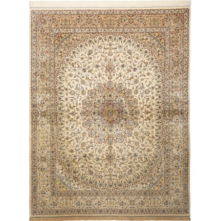 Tappeto Ghom seta Persia giallo bianco 194x250