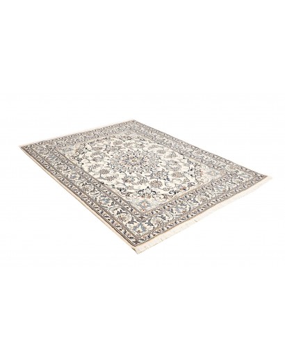 Tappeto Nain Kashmar Persia bianco grigio 152x198