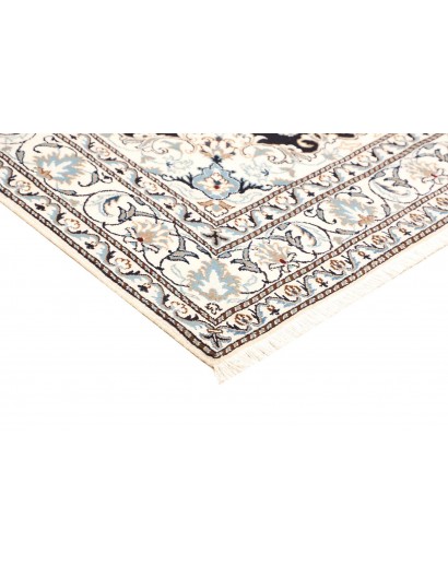 Tappeto Nain Kashmar Persia bianco grigio 144x206