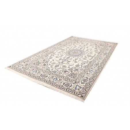 Tappeto Nain Kashmar Persia bianco grigio 197x293
