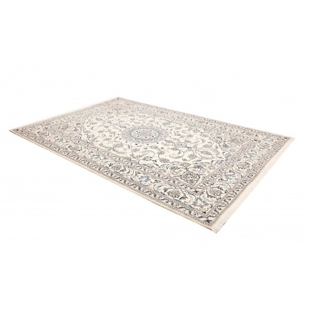 Tappeto Nain Kashmar Persia bianco grigio 197x293
