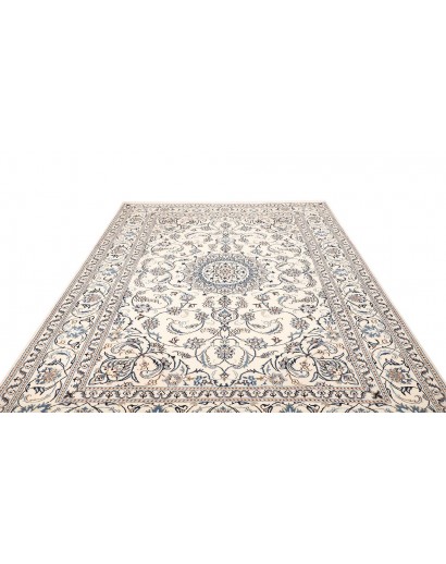 Tappeto Nain Kashmar Persia bianco grigio 197x293