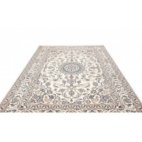 Tappeto Nain Kashmar Persia bianco grigio 197x293
