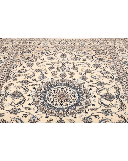 Tappeto Nain Kashmar Persia bianco grigio 197x293
